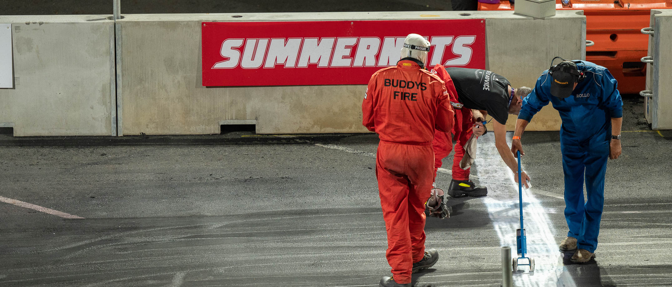 Line marking at Rockynats Burnout Zone -Ground crew